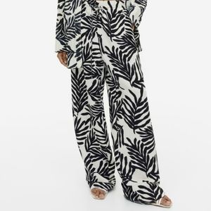 H&M linen blend wide leg pull on pants